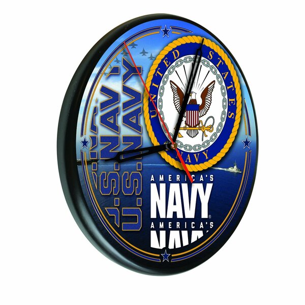 Holland Bar Stool Co United States Navy 13" Solid Wood Clock WClkPBlkNavy